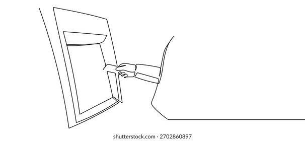 Retiro de efectivo de una sola línea continua Ilustración vectorial dinámica de diseño de dibujo de línea única
