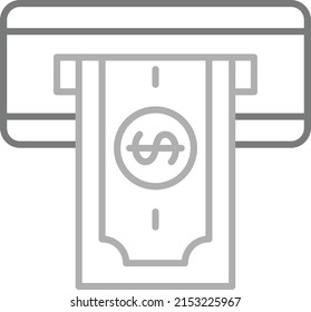 Geldabhebung, Vektorsymbol. Kann für Druck-, Mobil- und Web-Anwendungen verwendet werden.