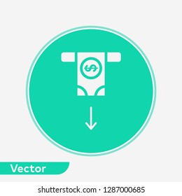Cash withdrawal vector icon sign symbol