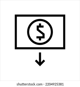 Cash withdrawal vector outline icon symbol design