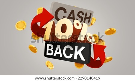 Cashback 10% icon isolated on the gray background. Cashback or money back label. Vector illustration