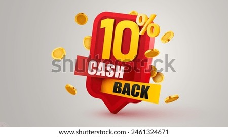 Cashback 10 percent icon isolated on the gray background. Cashback or money back label. Vector illustration