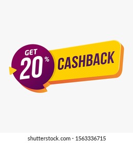 Cashback 20% tags vector badges template design vector illustration