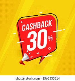 Cashback 30% banner template design for saving and refund money vector illustration