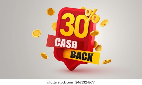 Cashback 30 percent icon isolated on the gray background. Cashback or money back label. Vector illustration