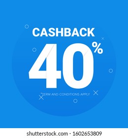 Cashback 40% Blue Background Design