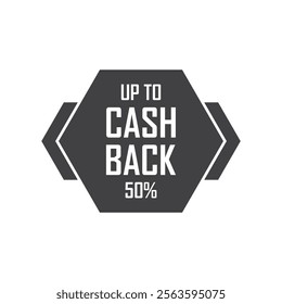 Cashback 50 percent icon in flat style. Money back label vector illustration on isolated background. Cash back poster sign business concept.