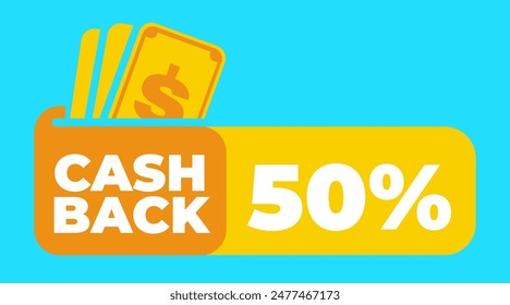 Cashback 50 percent icon isolated on the blue background 