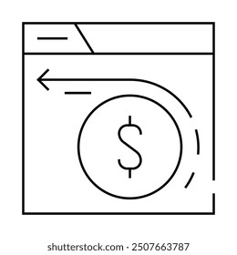 cashback analysis web site line icon vector. cashback analysis web site sign. isolated contour symbol black illustration