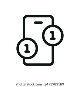 Icono aislado del App de reembolso, símbolo del Vector de la aplicación del programa de fidelización con trazo editable