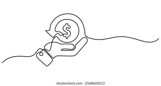 cashback awarded icon continuous one line drawing of pro vector illustration, Loan Icon with Editable Stroke and Pixel Perfect, Hand with dollar sign line icon. Editable Stroke, Dollar Award Sketchy 