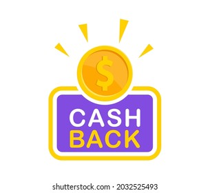 Cashback Badge. Money Back Logo Template. Bonus Cash Back Icon. Refund Money Service For Partner Program. Vector Illustration.