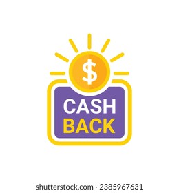 Cashback badge. Money back logo template. Bonus cash back icon. Refund money service for partner program. Vector illustration.