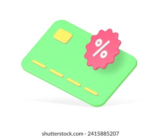 Cashback banking service card shopping sale award for e money payment 3d icon realistic vector illustration. Financial paying commercial reward guarantee business refund bonus special offer