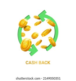 Cashback bonus money concept discount. Cash back refund banner design vector icon background