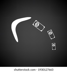 Cashback Boomerang Icon. White on Black Background. Vector Illustration.