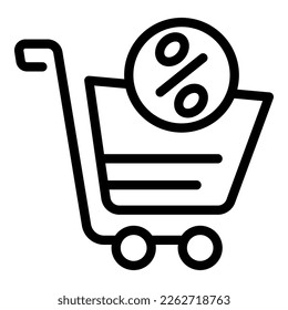 Cashback cart icon outline vector. Cash back. Coin business