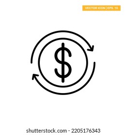 Cashback coin, return moneya and investment, dollar icon vector design illustration