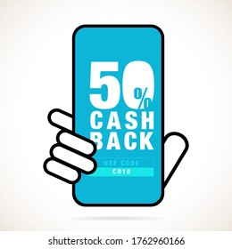 Cashback design template or layout for digital promotion or 50% Cash Back