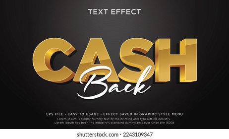 Cashback editable text effect with 3d style