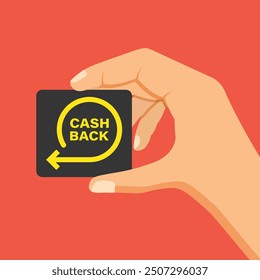 Cashback in hand icon in flat style. Money back label vector illustration on isolated background. Cash back poster sign business concept.