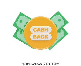 Cashback icon 3d render illustration element