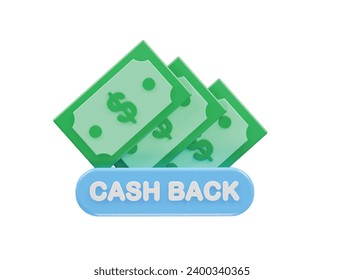 Cashback icon 3d render illustration element
