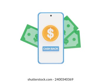 Cashback icon 3d render illustration element