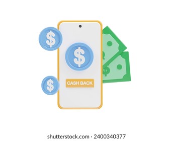 Cashback icon 3d render illustration element