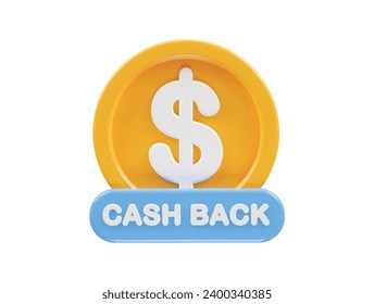 Cashback icon 3d render illustration element