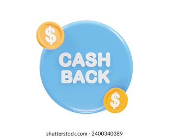 Cashback icon 3d render illustration element