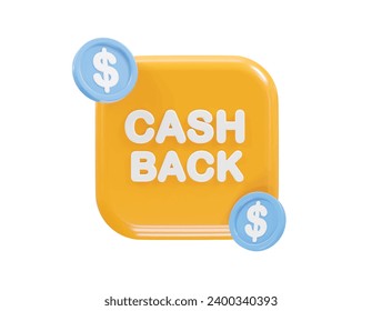 Cashback icon 3d render illustration element