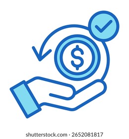 Cashback Icon Blue Vector Illustration