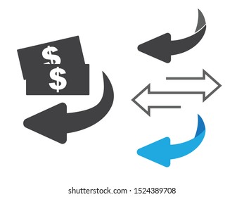 Cashback icon from Business. Flip over or turn arrow. Reverse sign