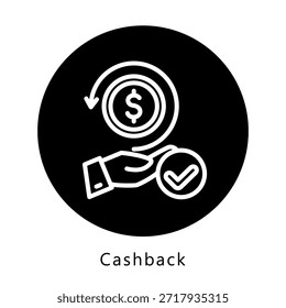 Cashback Icon Button, Mini Illustration Relate To Payment Service. Use For Modern Concept, Ui, Ux Web And App Development.