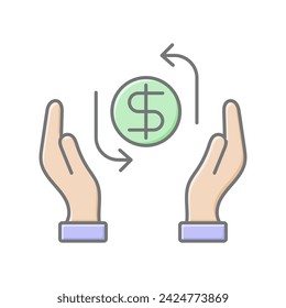 Cashback icon, cash, back, rebate, refund lineal color icon, editable vector icon, pixel perfect, illustrator ai file