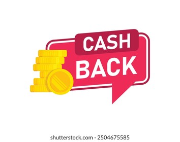 Cashback icon in flat style. Money back label vector illustration on isolated background. Cash back poster sign business concept.