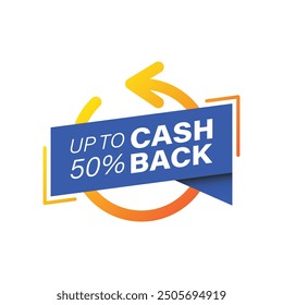 Cashback icon in flat style. Money back label vector illustration on isolated background. Cash back poster sign business concept.