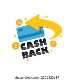 Cashback icon in flat style. Money back label vector illustration on isolated background. Cash back poster sign business concept.