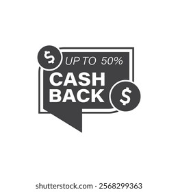 Cashback icon in flat style. Money back label vector illustration on isolated background. Cash back poster sign business concept.