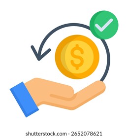 Abbildung eines flachen Vektorbilds mit Cashback-Symbol