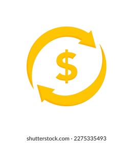 Kassensymbol einzeln auf der Hintergrund. Rendite Geld. Rückerstattungsrabatt. Vektorgrafik