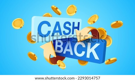 Cashback icon isolated on blue background. Cashback or money back label. Vector illustration