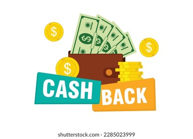 Cashback icon isolated on white background. cashback or money refund label. flat style illustration vector