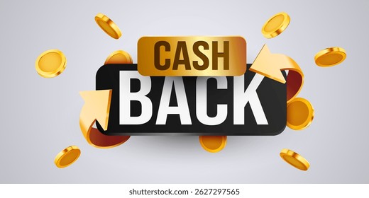 Cashback icon isolated on white background. Cashback or money back label. Vector illustration