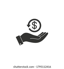 cashback icon in line style, return money vector isolated on white background, money cashback business concept,