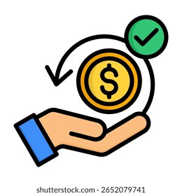 Illustration des linearen Farbvektors des Cashback-Symbols