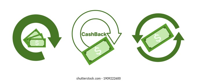 Cashback Icon Pack Send or receive cashback. Redeem bangles. Concept colored icons for apps and online shopping