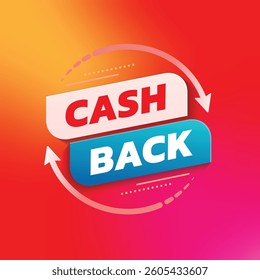 Cashback icon, promotion graphic concept with arrows or coin, means money return. Flat vector illustration.