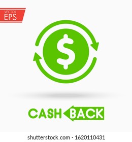 Cashback Icon. Refund Vector Illustration. Money Back Business Symbol. Cash Return Pay Concept. Payment Sign. Guarantee Satisfaction Banner. Coin With Arrow Image. Bank Buy Reward Element.